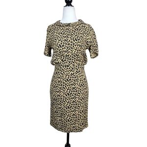 Ganni Leopard Print Peter pan collar Mini Dress with Tie in the waist to adjust